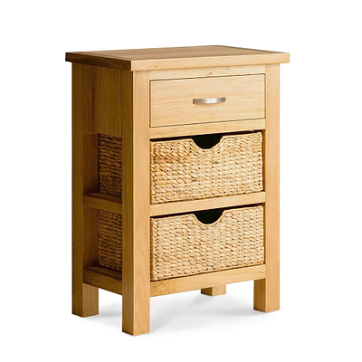 London Oak Telephone Table with Baskets