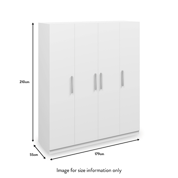 Meribel White 4 Door Wardrobe