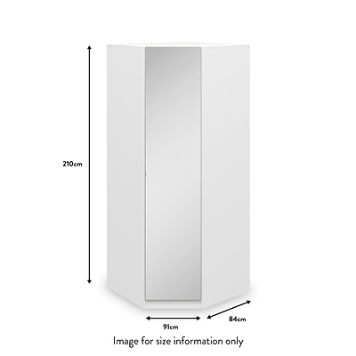 Meribel White Corner Mirrored Wardrobe