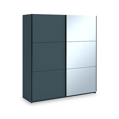 Holland 180cm Sliding 1/2 Mirror Double Wardrobe
