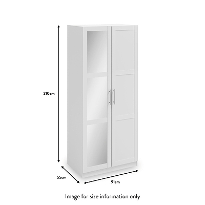 Bithlo White 2 Door Mirrored Wardrobe