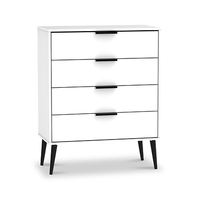 Asher White 4 Drawer Chest with Black Legs