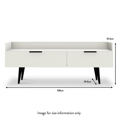 Asher White Media Console Unit with Black Legs