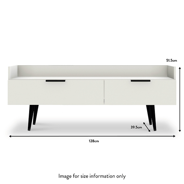 Asher White Media Console Unit with Black Legs