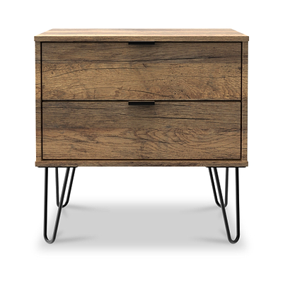 Moreno Rustic Oak 2 Drawer Side Table