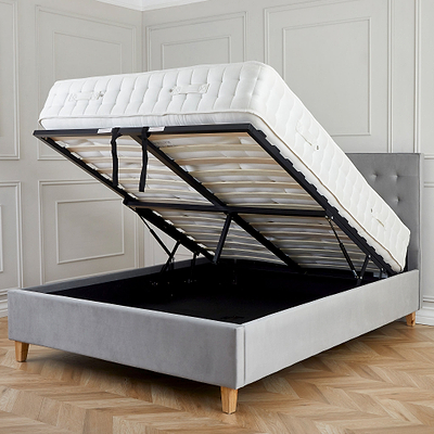 Kia Velvet Ottoman Storage Bed Frame