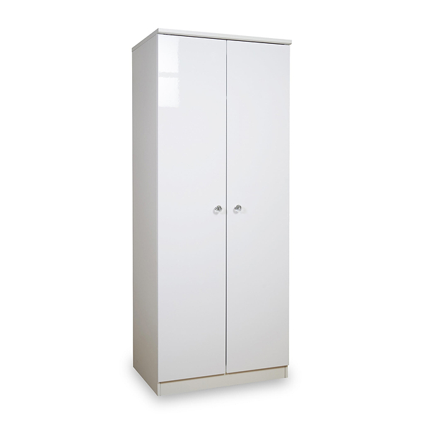 Aria White Gloss with LED Lighting 2 Door Wardrobe
