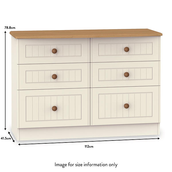 Brixham Cream 6 Drawer Wide Chest