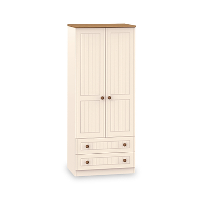 Brixham Cream 2 Door 2 Drawer Wardrobe