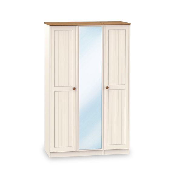 Brixham Cream Triple Mirror Wardrobe