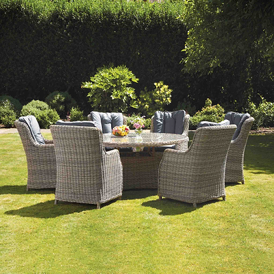 Wentworth 6 Seat 140cm Highback Rattan Dining Set
