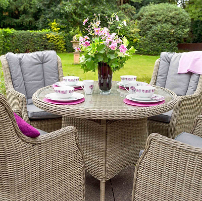 Wentworth 4 Seat 110cm Highback Rattan Dining Set