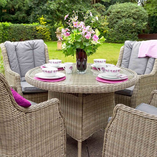 Wentworth 4 Seat 110cm Highback Rattan Dining Set