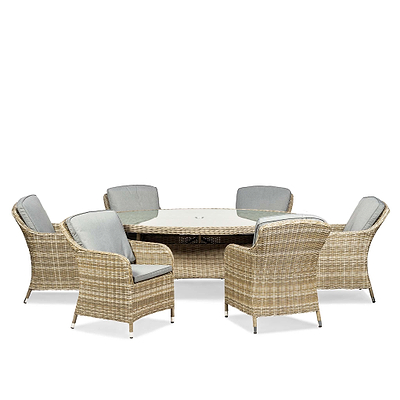 Wentworth 6 Seat 200cm Ellipse Deluxe Rattan Dining Set