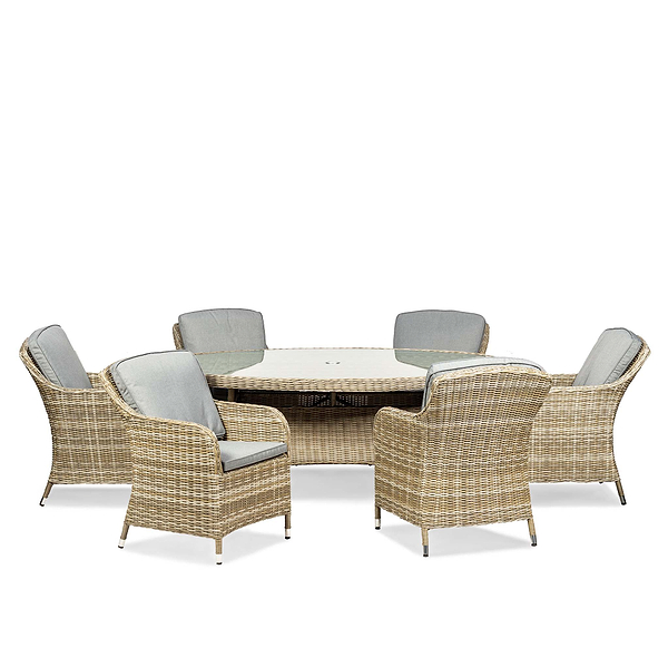 Wentworth 6 Seat 200cm Ellipse Deluxe Rattan Dining Set