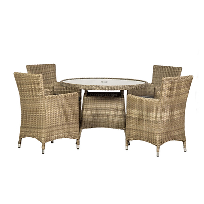 Wentworth 4 Seater Rattan 110cm Round Dining Set
