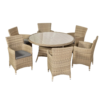 Wentworth 6 Seater Rattan 140cm Round Dining Set