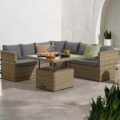 Wentworth Rattan Lounge Dining Set with Rise and Fall Table