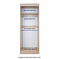 A wooden wardrobe with dimensions displayed: "Upper Shelf Height 29cm," "Hanging Height 131cm," "Internal Width 70.6cm," "Internal Depth 49.2cm." Context is for size information.