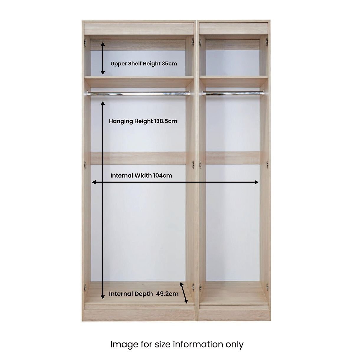 Wardrobe internal measurments