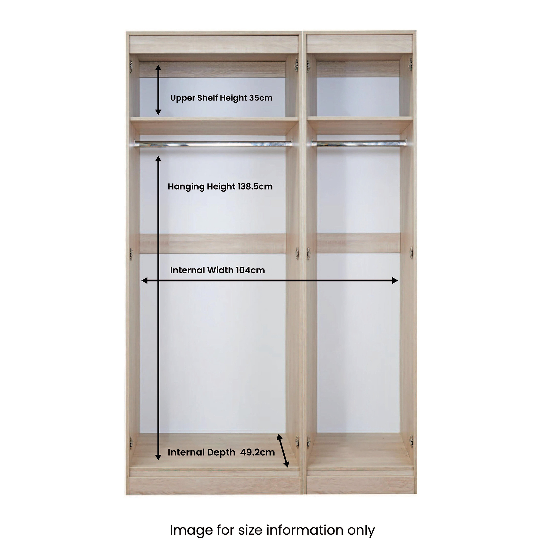 Wardrobe internal measurments