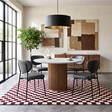 Milo Walnut Stain Marble & Mango Round Fluted Dining Table by Roseland Furniture