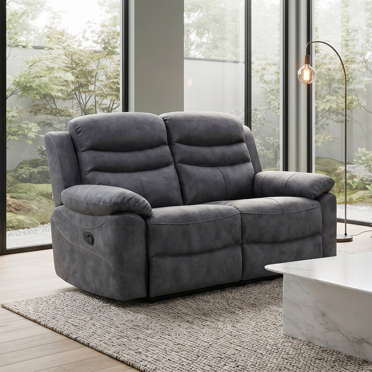 Conway Charcoal 2 Seater Recliner Sofa