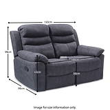 Conway Charcoal 2 Seater Recliner Sofa - Size guide