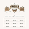Amira 4 Seater Lounging Set with Coffee Table dimensions