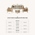 Amira 5 Seater Lounging Set with Coffee Table dimensions
