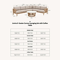 Amira 6 Seater Corner Lounging Set with Coffee Table dimensions