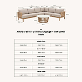 Amira 6 Seater Corner Lounging Set with Coffee Table dimensions