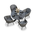 Aspen 4 Seater Round Ceramic Glass Dining Set with Aspen Rope Chairs