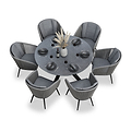 Aspen 6 Seater Round Ceramic Glass Dining Set with Aspen Rope Chairs