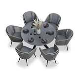 Aspen 6 Seater Round Ceramic Glass Dining Set with Aspen Rope Chairs