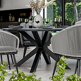 Aspen 150cm Round Grey Table w 6 Rope Chairs from Roseland Furniture