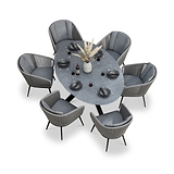 Aspen 6 Seater Ellipse Ceramic Glass Dining Set with Aspen Rope Chairs