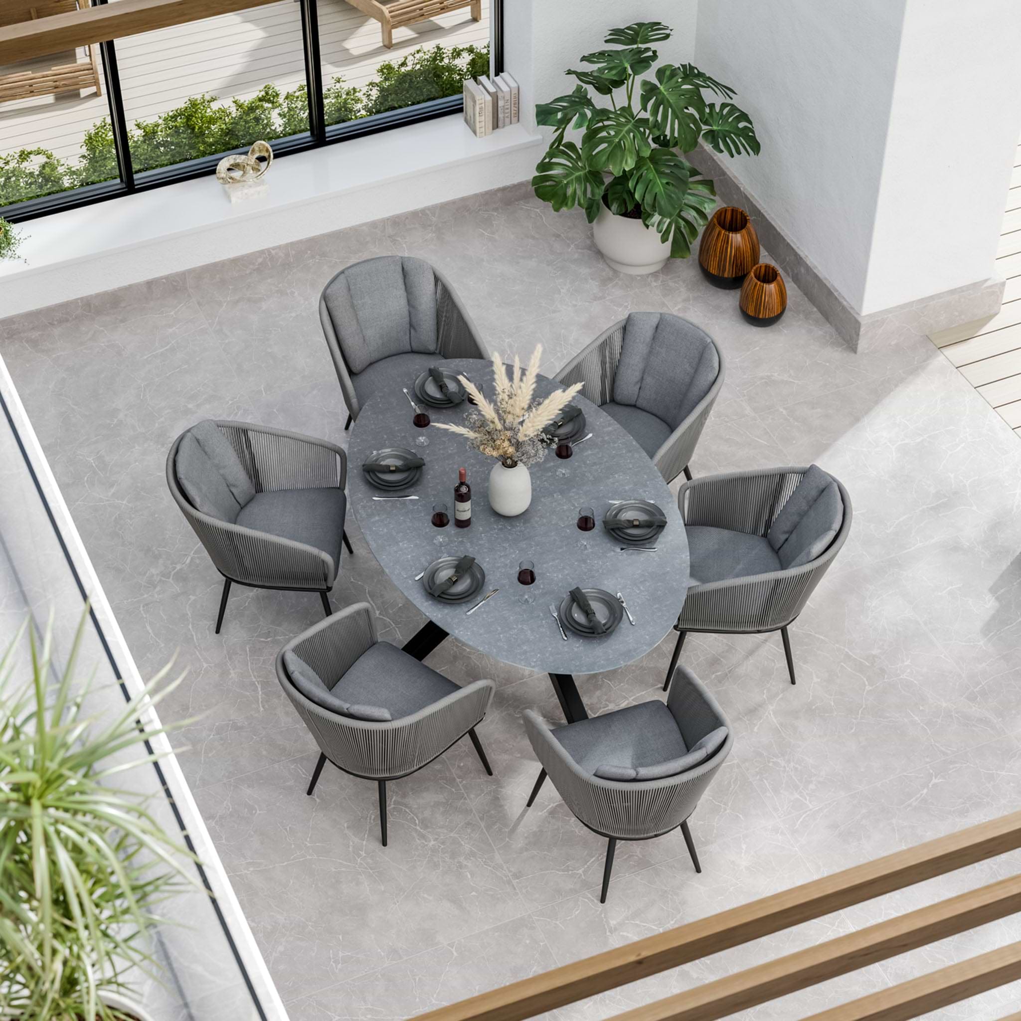 Aspen 200cm Oval Table w 6 Rope Chairs from Roseland Furniture