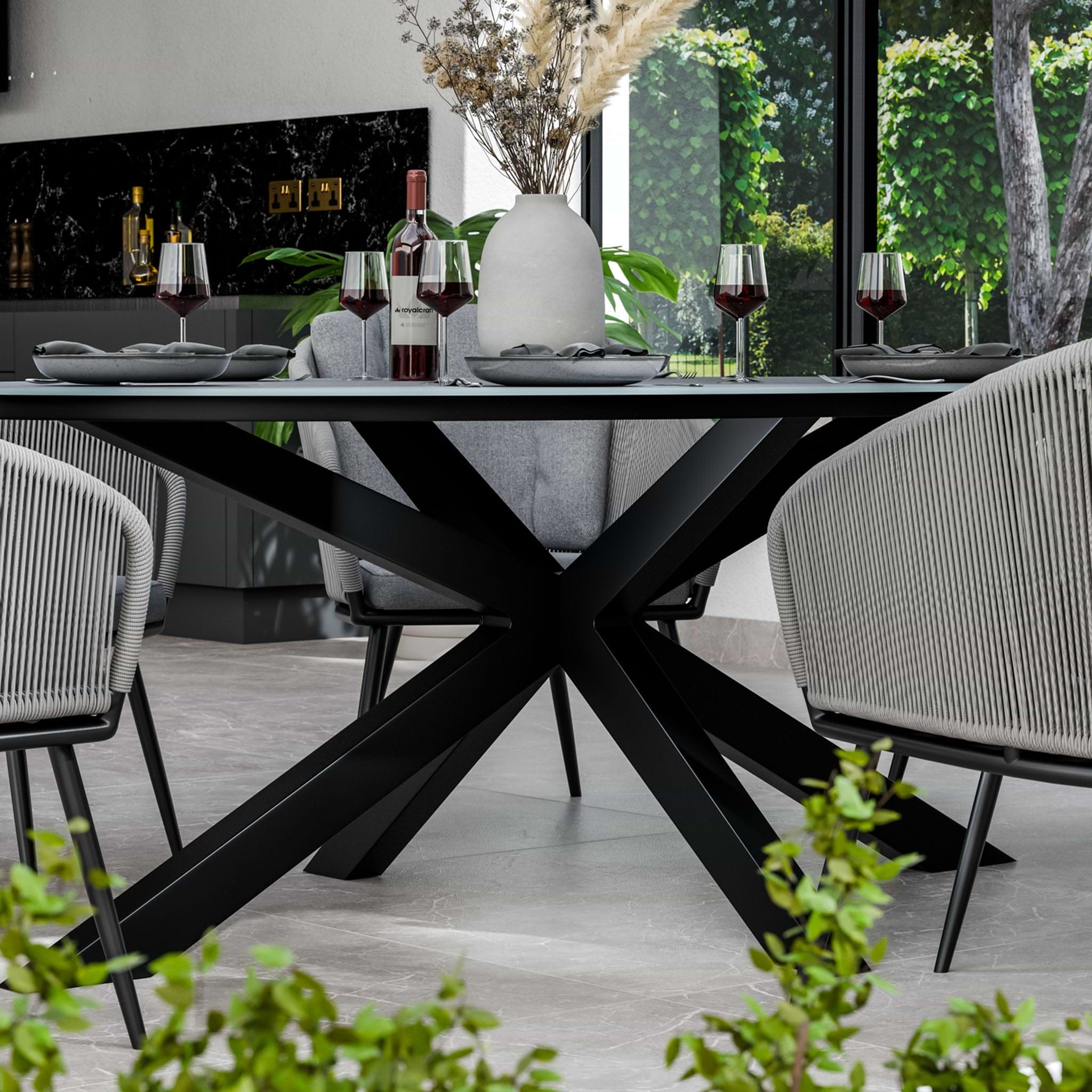 Aspen 200cm Oval Table w 6 Rope Chairs from Roseland Furniture