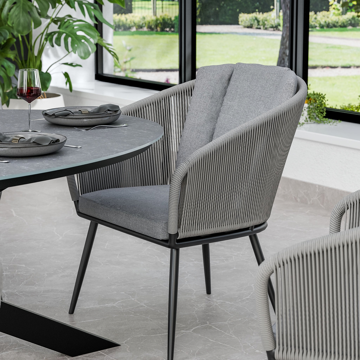 Aspen 200cm Oval Table w 6 Rope Chairs from Roseland Furniture