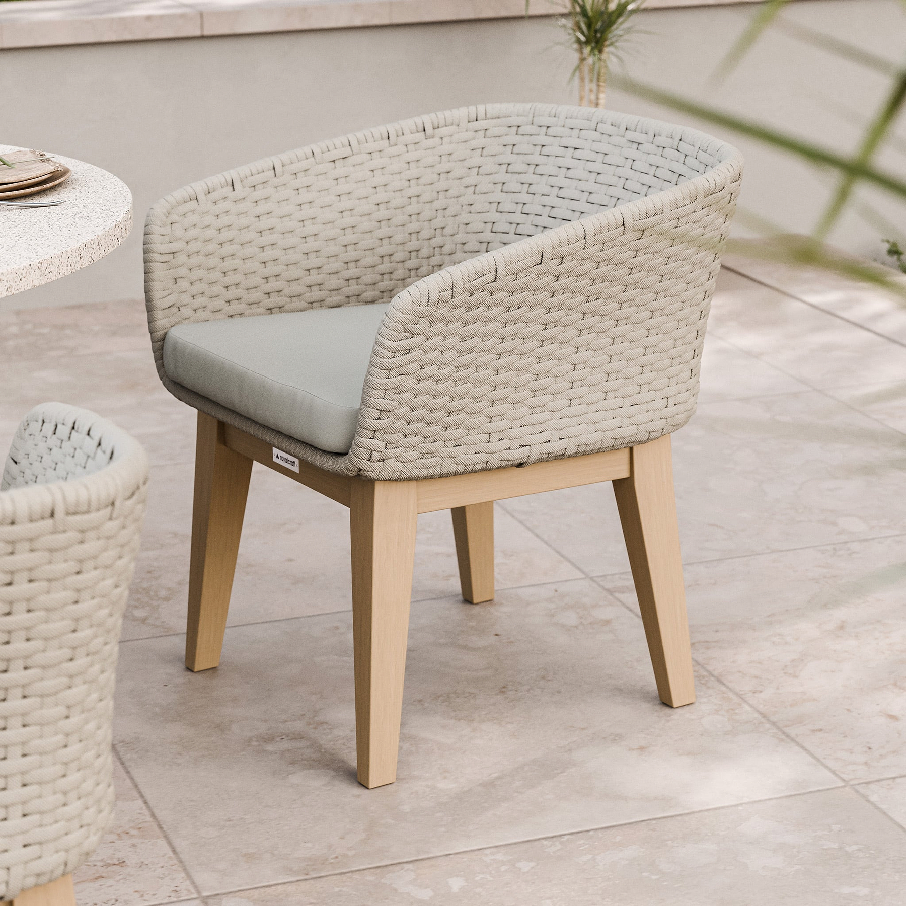 FSC 1 Astral 120cm Round Table w 4 Eden Dusk Dining Chairs from Roseland Furniture