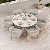 FSC 1 Astral 150cm Round Table w 6 Eden Dusk Dining Chairs from Roseland Furniture