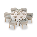 Astral 6 Seater Round Terrazzo Concrete Dining Set with Eden Dusk Dining Chairs