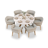 Astral 6 Seater Round Terrazzo Concrete Dining Set with Eden Dusk Dining Chairs