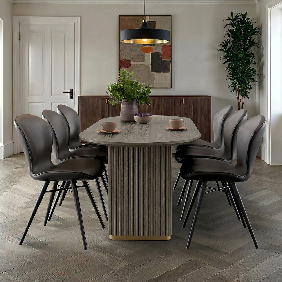 Amelie Fluted Oval Dining Table from Roseland Furniture