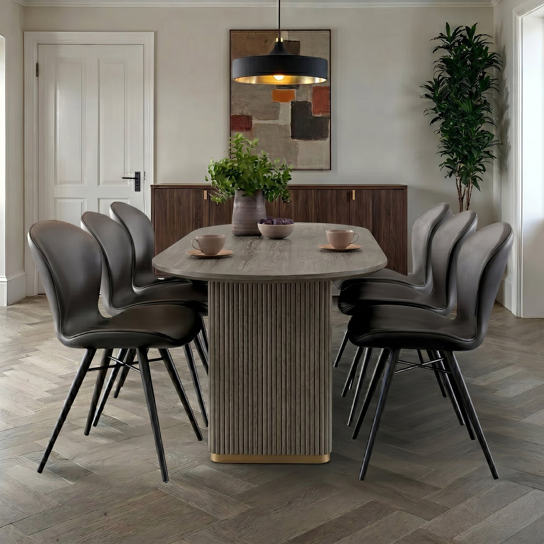 Amelie Fluted Oval Dining Table from Roseland Furniture