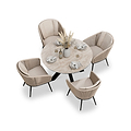 Bali 4 Seater Round Ceramic Glass Dining Set with Bali Rope Chairs