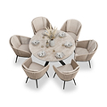 Bali 6 Seater Round Ceramic Glass Dining Set with Bali Rope Chairs