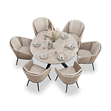 Bali 6 Seater Round Ceramic Glass Dining Set with Bali Rope Chairs
