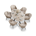 Bali 6 Seater Ellipse Ceramic Glass Dining Set with Bali Rope Chairs